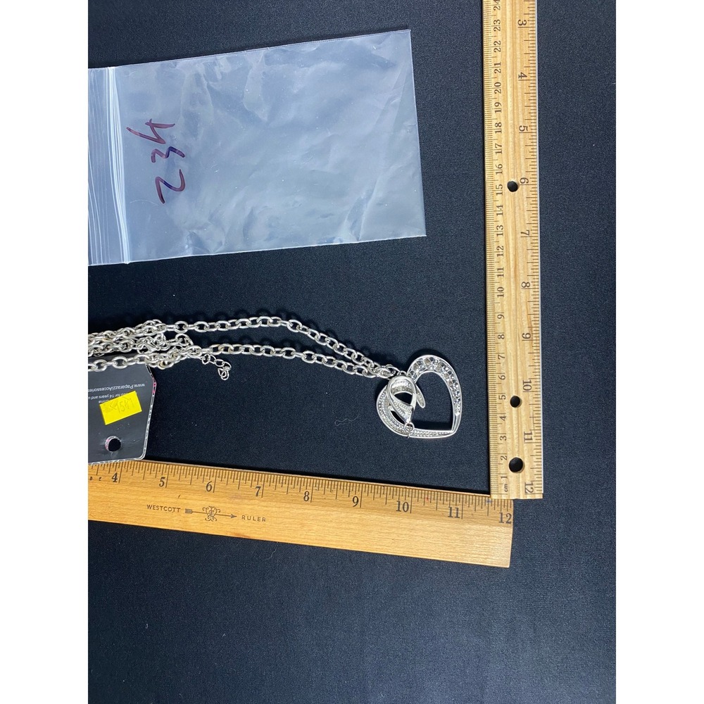 new Paparazzi 234 Silver Tone Heart Pendant Chain‎ Necklace Women